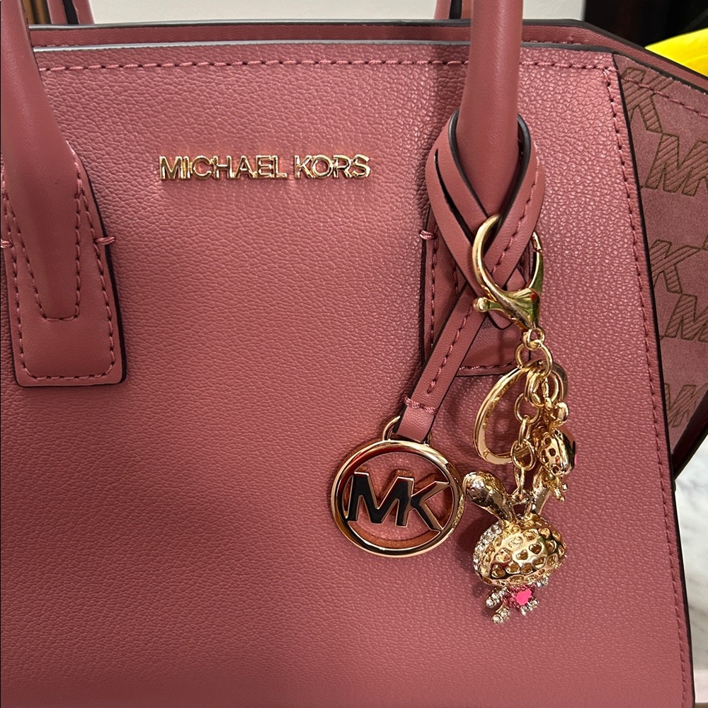 Michael Kors Dusty Rose Leather Satchel with MK Charm and Bunny Charm - Picture 2 of 10